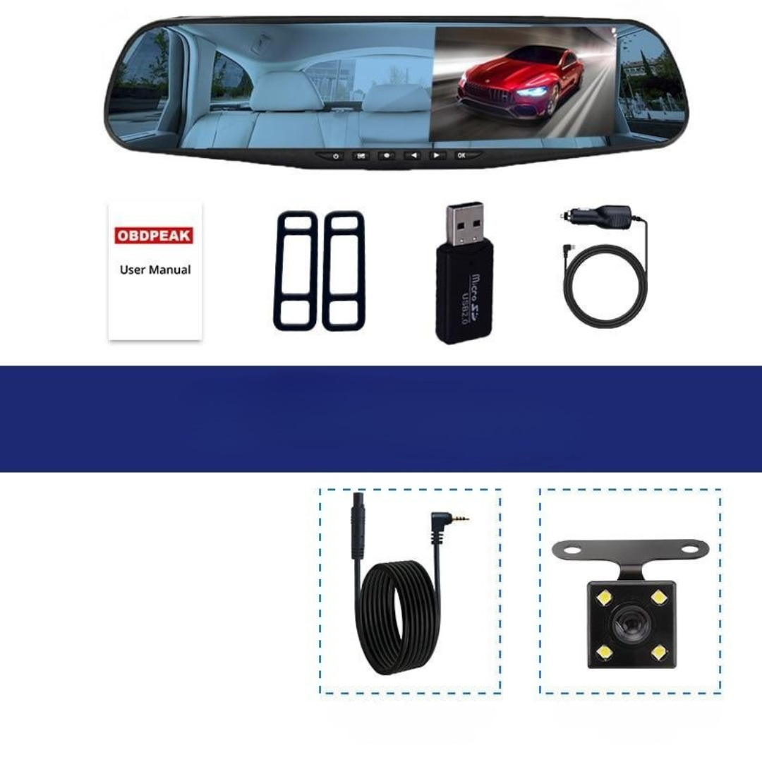 "Camera per auto bifocale HD, visione notturna, video 1080p, vista anteriore e posteriore, fotocamera in auto"