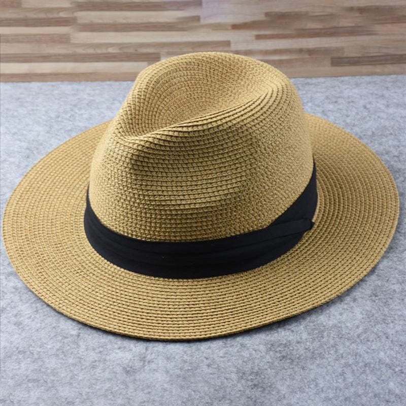 "Cappello da uomo in palma toquilla intrecciata, design elegante, beige chiaro, perfetto per occasioni estive casual e formal