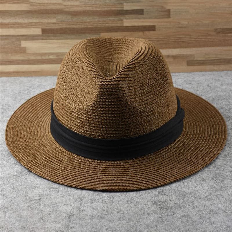 "Cappello da uomo in palma toquilla intrecciata, design elegante, beige chiaro, perfetto per occasioni estive casual e formal