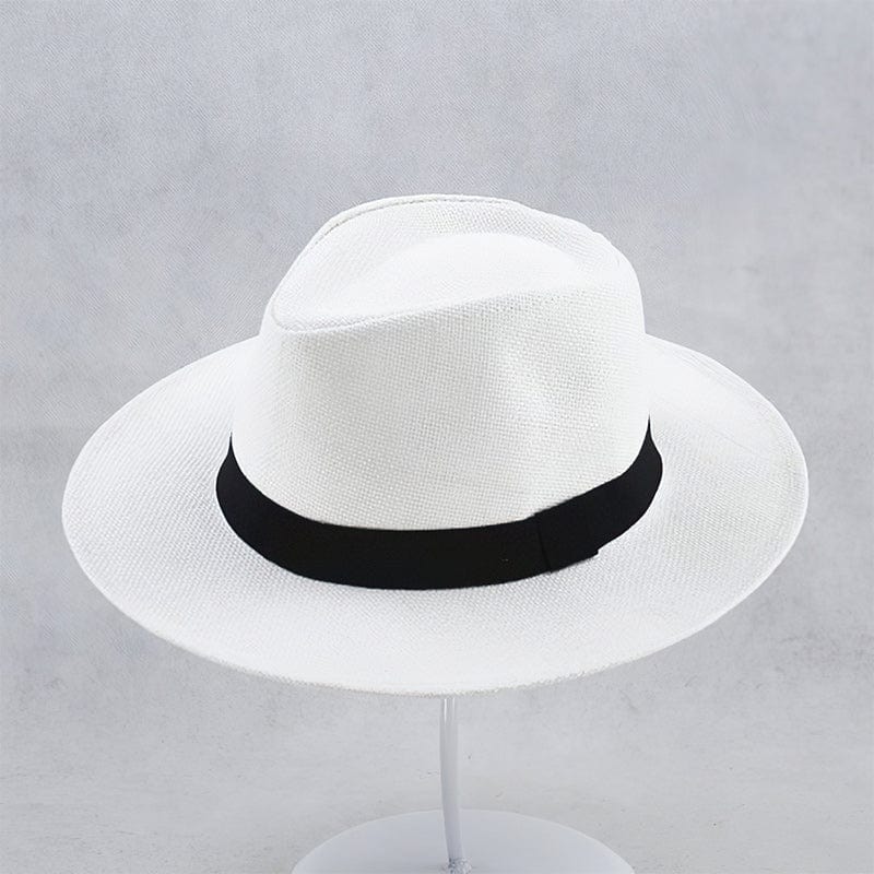 "Cappello da uomo in palma toquilla intrecciata, design elegante, beige chiaro, perfetto per occasioni estive casual e formal