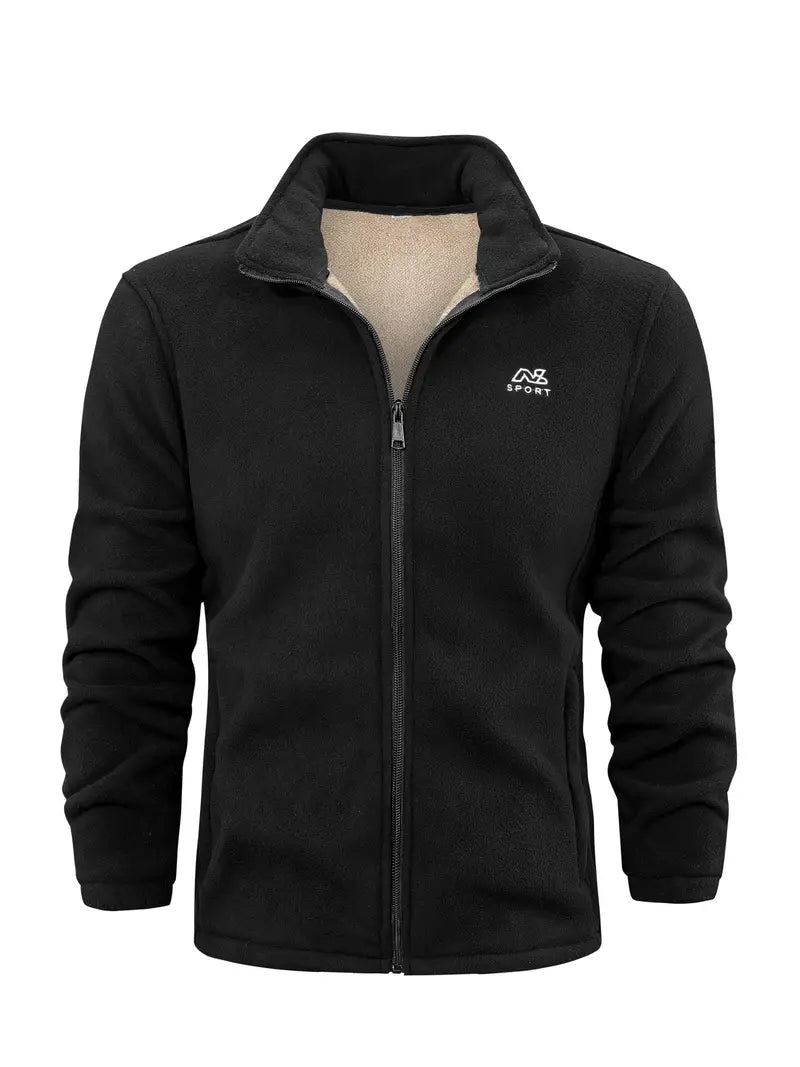 "Cardigan unisex in pile grigio chiaro con maniche lunghe, ideale per trekking e avventure outdoor in climi freschi."