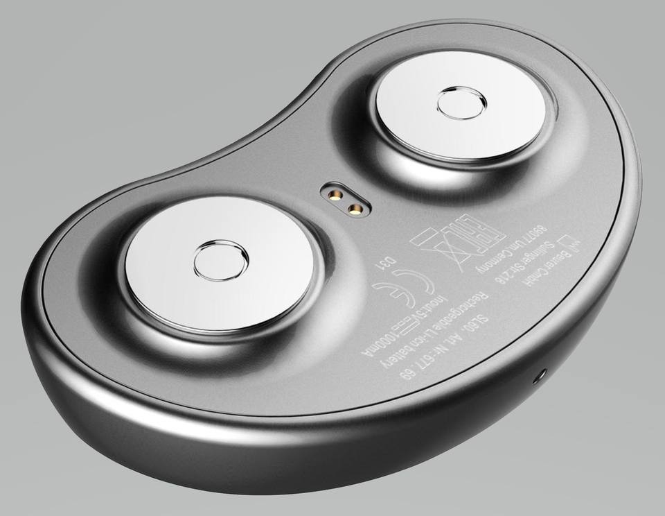 "Dispositivo anti-russamento bianco, design compatto e confortevole, migliora il sonno con elettrostimolazione efficace."