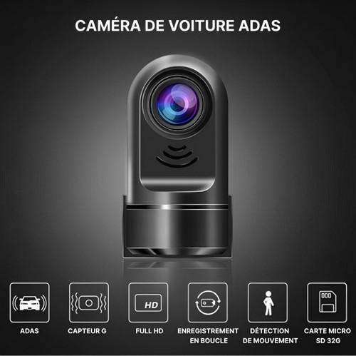 "Elegante dashcam auto con ADAS e controllo vocale, design compatto per monitoraggio di guida e parcheggio, nero lucido."