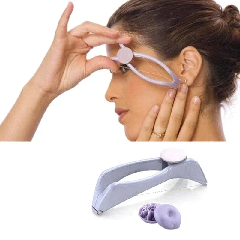Epilatore facciale portatile, filo a molla, leggero e compatto, rimozione peli viso delicata, design ergonomico.