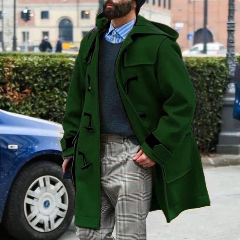 "Giacca Lunga Uomo Invernale Jude, design moderno isolante, verde, nero, marrone, calda ed elegante per l'inverno."