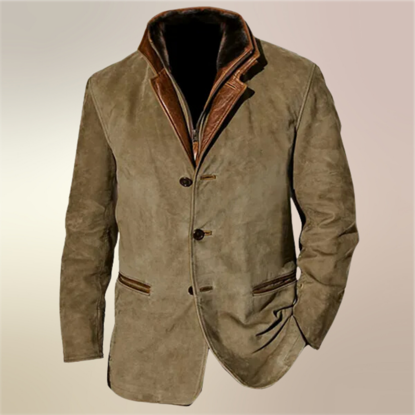 "Giacca uomo vintage elegante in tessuto invernale, design classico, colori sobri e tessuto resistente."