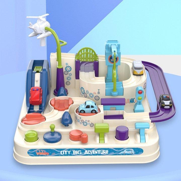 Giocattolo interattivo per bambini, set di piste regolabili e 4 macchine in colori brillanti, stimola creatività e apprendime