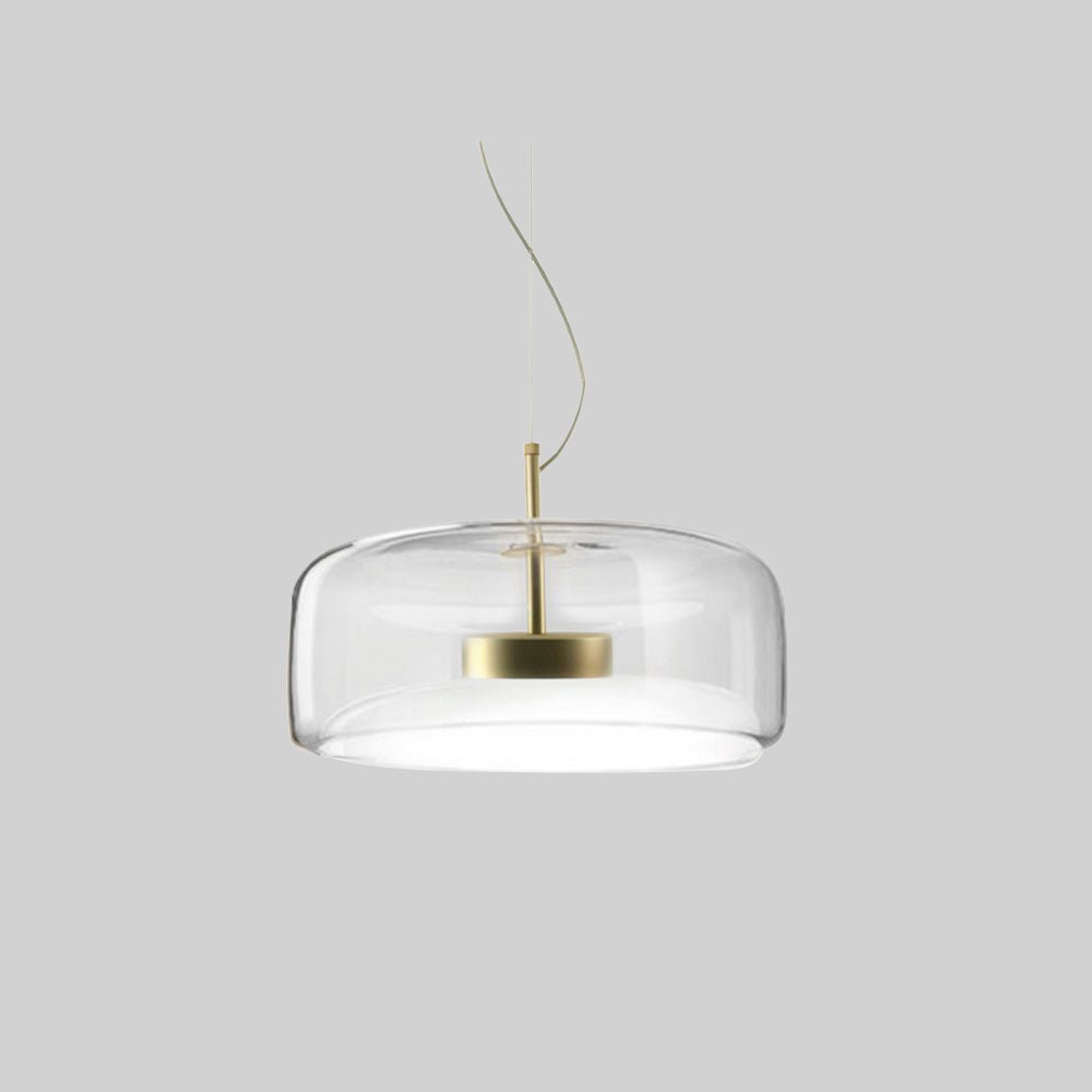 "Lampada a sospensione in vetro ambra con struttura in metallo dorato, stile retrò, dona luce calda ed eleganza al tuo spazio