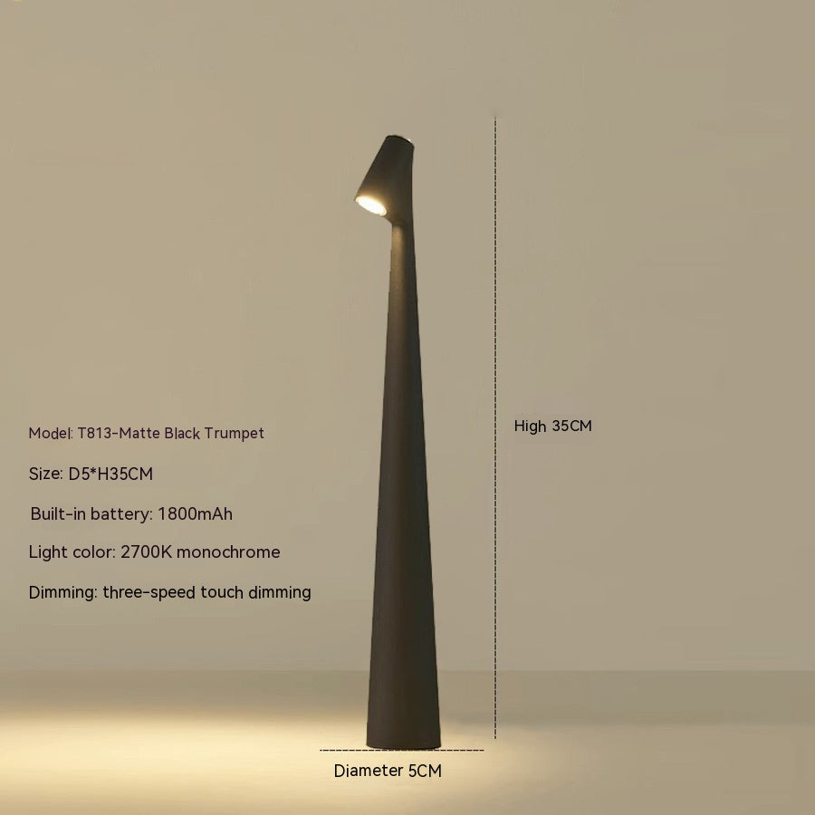 "Lampada da tavolo moderna ricaricabile, struttura snella in metallo, luce LED regolabile, colori: nero, marrone, grigio, ros
