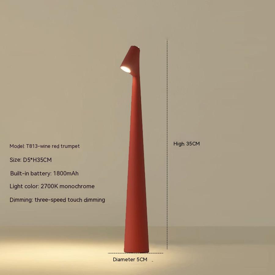 "Lampada da tavolo moderna ricaricabile, struttura snella in metallo, luce LED regolabile, colori: nero, marrone, grigio, ros