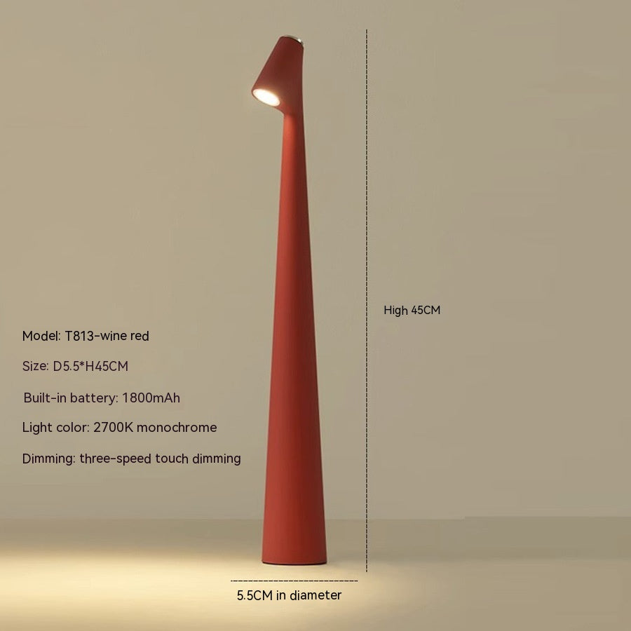 "Lampada da tavolo moderna ricaricabile, struttura snella in metallo, luce LED regolabile, colori: nero, marrone, grigio, ros