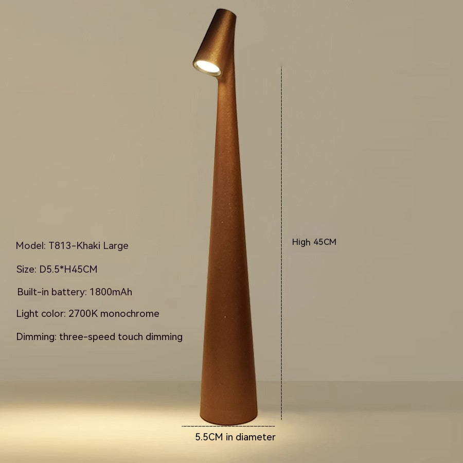 "Lampada da tavolo moderna ricaricabile, struttura snella in metallo, luce LED regolabile, colori: nero, marrone, grigio, ros