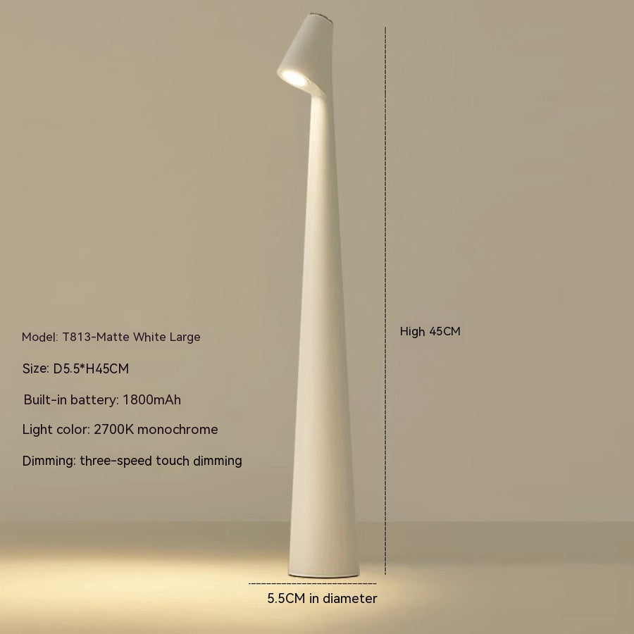 "Lampada da tavolo moderna ricaricabile, struttura snella in metallo, luce LED regolabile, colori: nero, marrone, grigio, ros