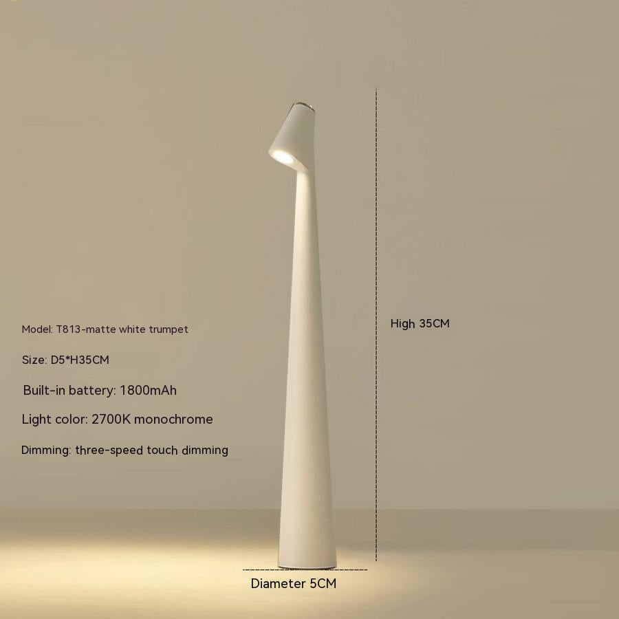 "Lampada da tavolo moderna ricaricabile, struttura snella in metallo, luce LED regolabile, colori: nero, marrone, grigio, ros
