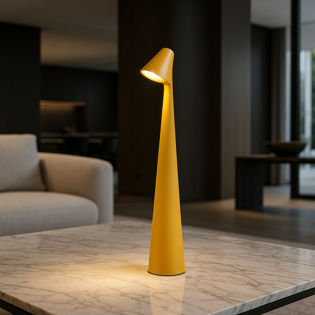 "Lampada da tavolo moderna ricaricabile, struttura snella in metallo, luce LED regolabile, colori: nero, marrone, grigio, ros