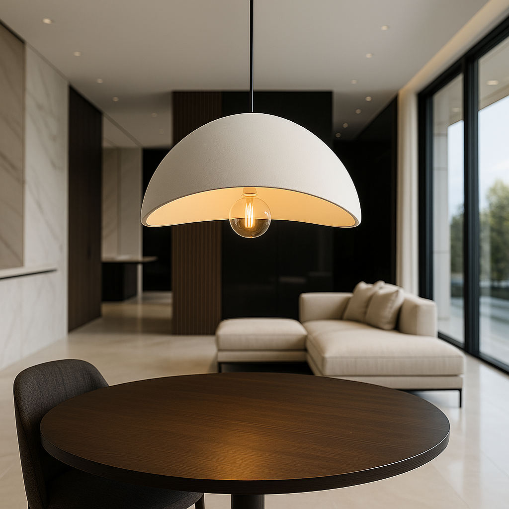 "Lampada sospensione bordeaux elegante in metallo e vetro, design minimalista, crea atmosfera sofisticata in casa."