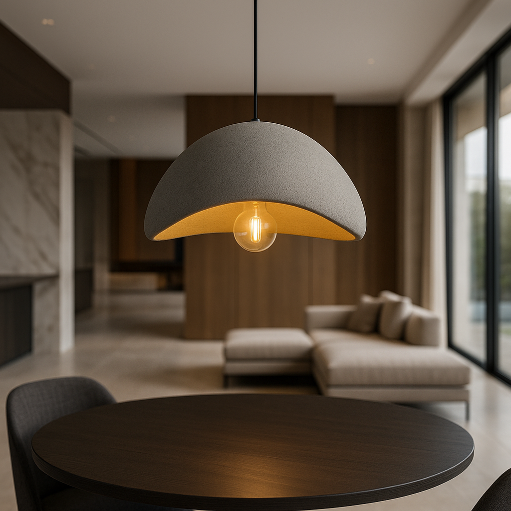 "Lampada sospensione bordeaux elegante in metallo e vetro, design minimalista, crea atmosfera sofisticata in casa."