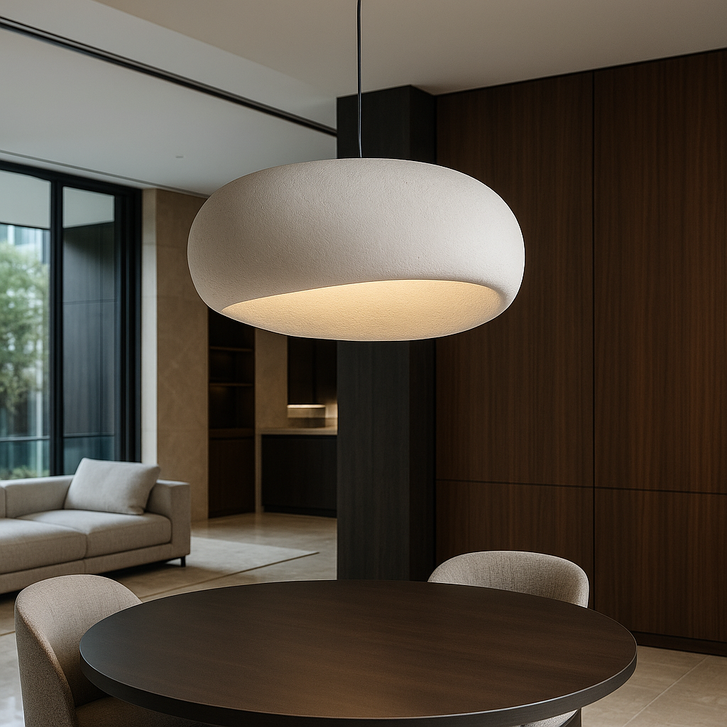 "Lampada sospensione bordeaux elegante in metallo e vetro, design minimalista, crea atmosfera sofisticata in casa."