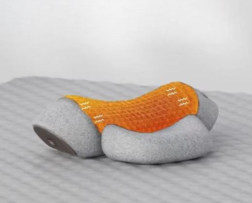 "Massaggiatore per collo ergonomico, memory foam blu e bianco per sollievo muscolare e relax quotidiano."