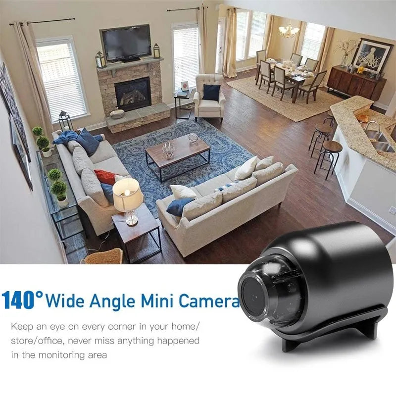 "Mini telecamera Wi-Fi wireless 1080P HD, compatta e discreta, per sorveglianza in tempo reale con smartphone, visiona 24/7."