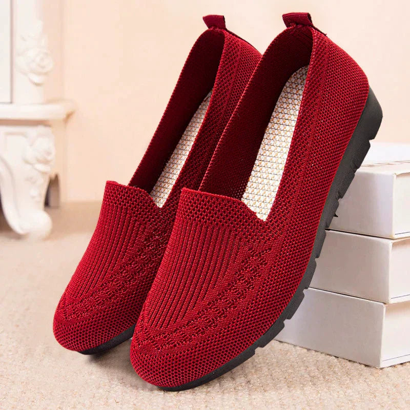 "Mocassini ortopedici beige da donna, slip-on, traspiranti, casual, suola antiscivolo per comfort quotidiano"