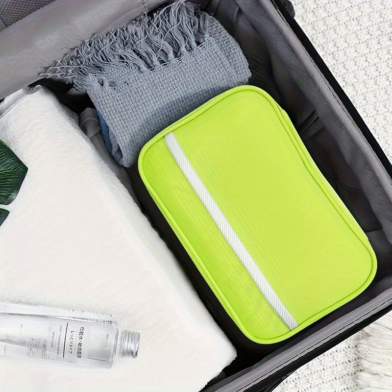 "Organizer da toilette sospeso unisex, compatto, colori versatili, ideale per viaggi, design pratico ed elegante."