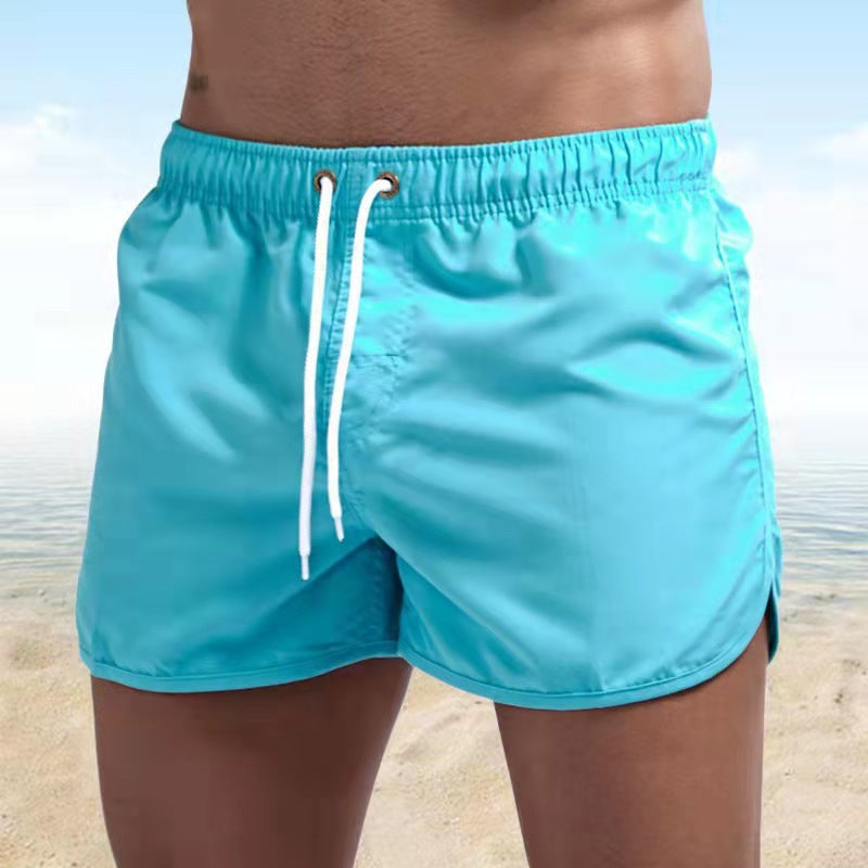 "Pantaloni da bagno uomo, asciugatura rapida, vivaci colori arancione, blu, verdi; elastico in vita, cordino regolabile"