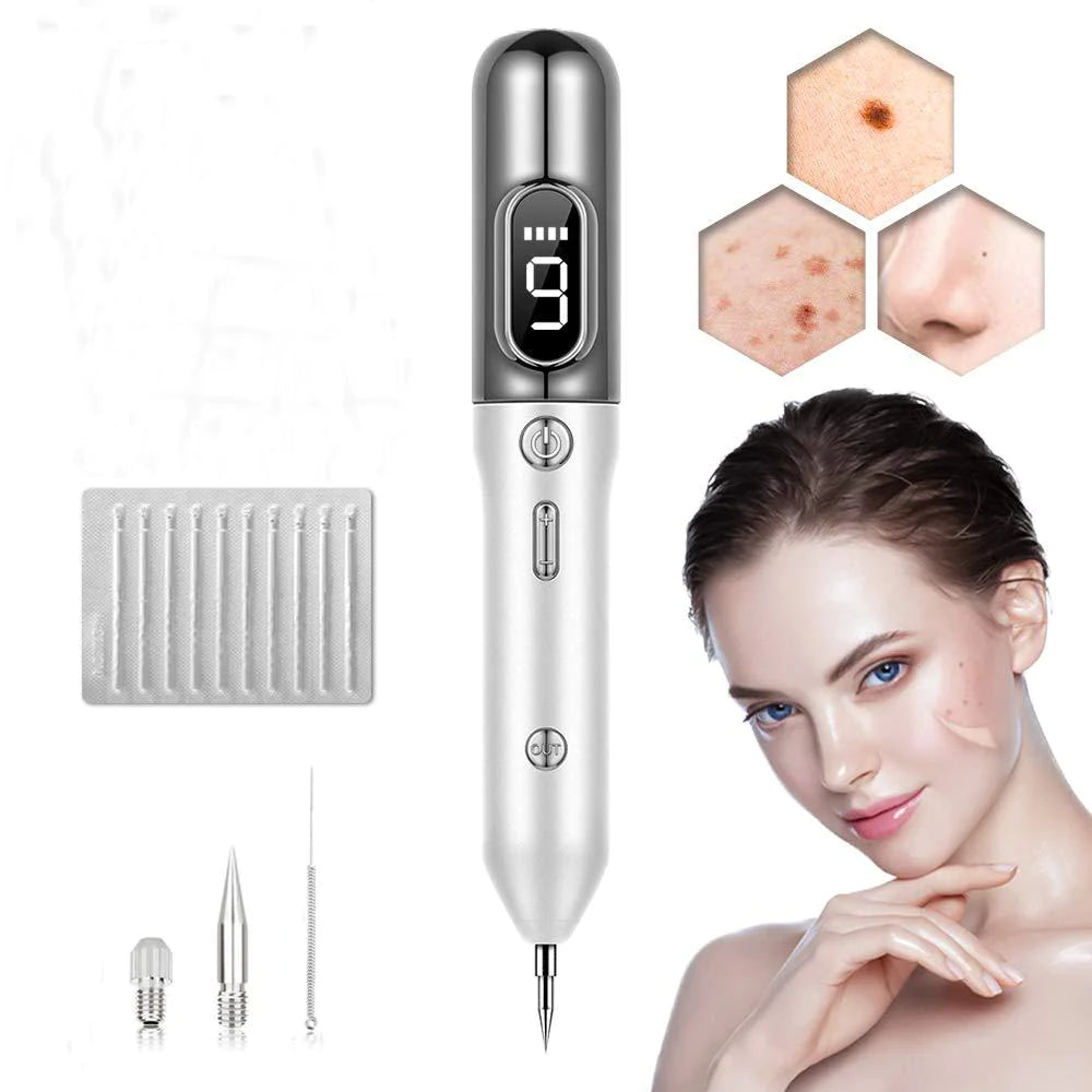 "Plasma Pen bianco per rimozione etichette cutanee e verruche, design elegante, 9 livelli intensità, trattamento pelle effica