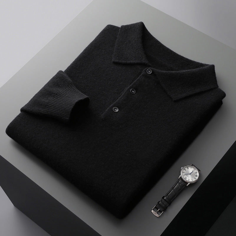 "Polo uomo cashmere elegante grigio, tessuto morbido, taglio moderno, ideale per look formali e casual."