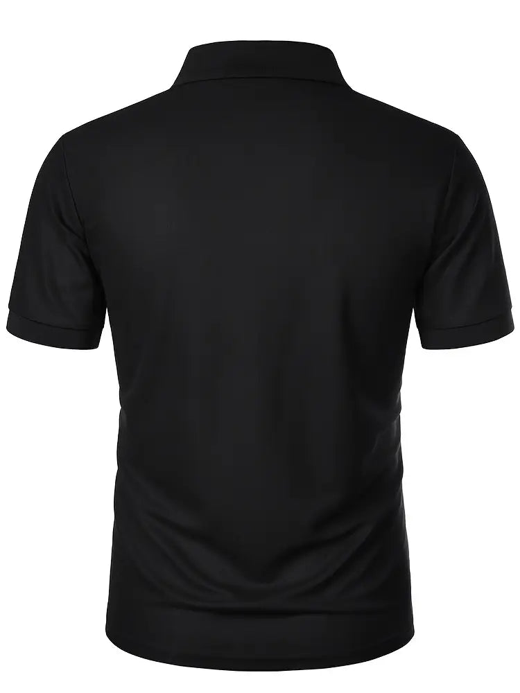 "Polo uomo muscle-fit traspirante, design elegante, colletto a revers, perfetta per golf, blu scuro, tessuto leggero elastici