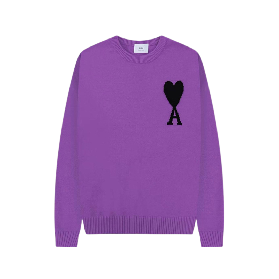 Pullover uomo con motivo cuore, texture morbida, colore grigio e taglio comodo, perfetto per look casual ed eleganti.