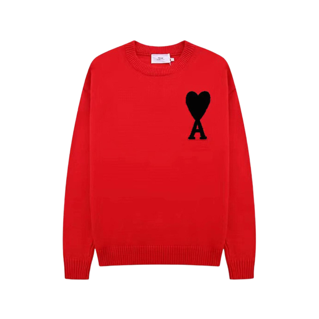 Pullover uomo con motivo cuore, texture morbida, colore grigio e taglio comodo, perfetto per look casual ed eleganti.