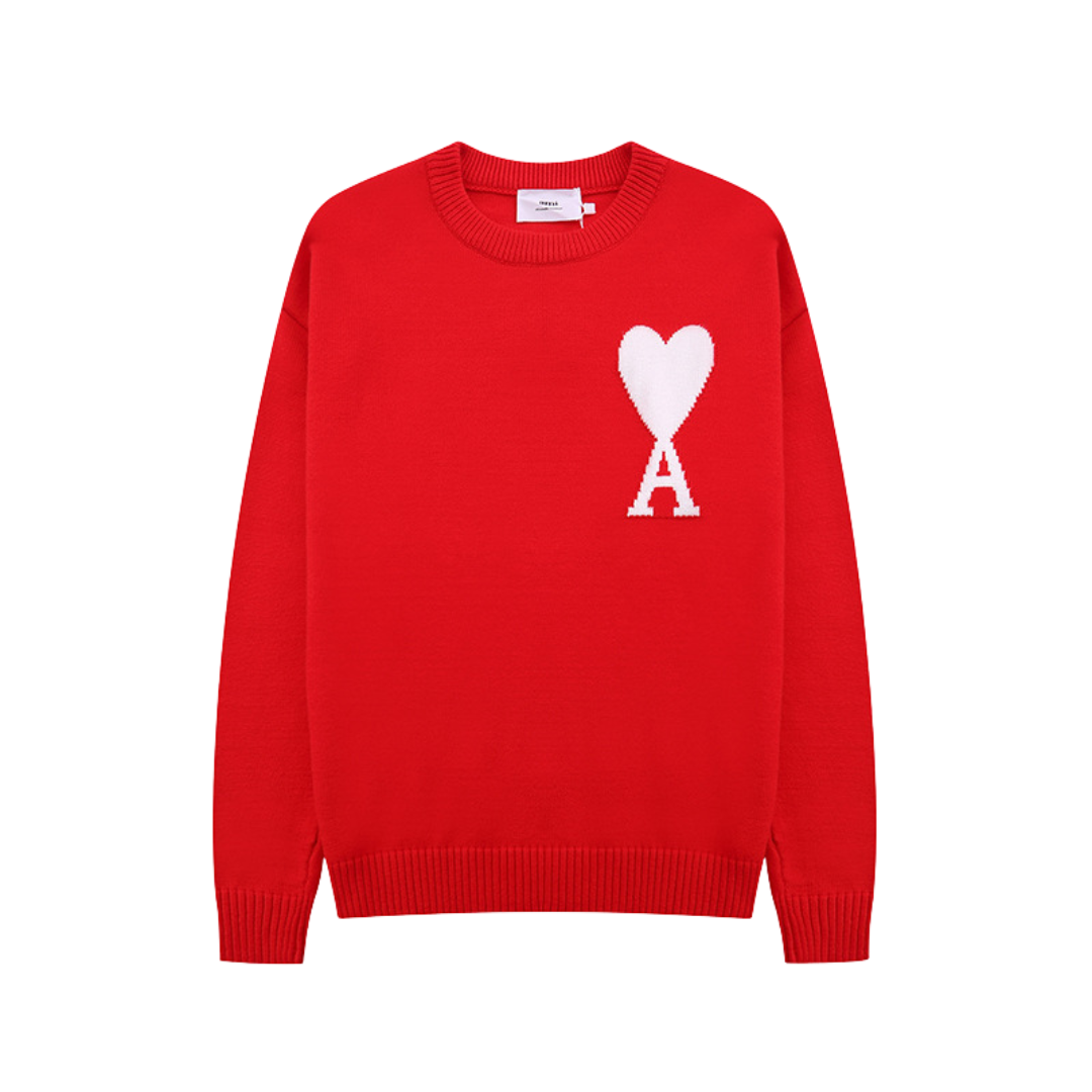 Pullover uomo con motivo cuore, texture morbida, colore grigio e taglio comodo, perfetto per look casual ed eleganti.