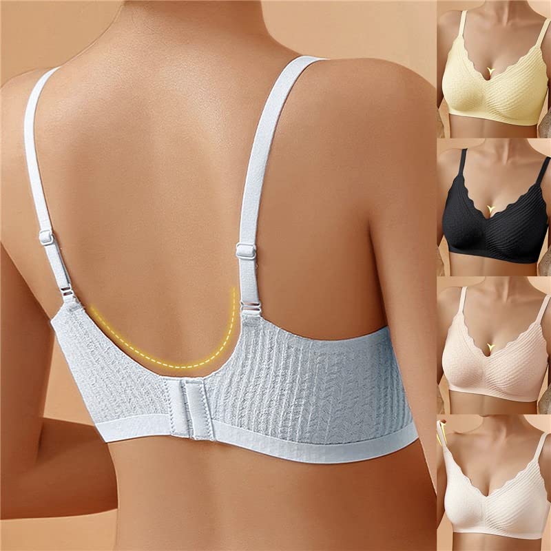 "Reggiseno donna Emilia senza ferretto, cotone bianco; spalline larghe, design traspirante per massimo comfort femminile."