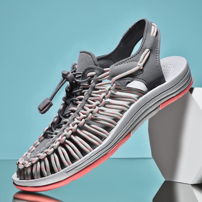Sandali unisex leggeri, traspiranti, grigi, con cinghie regolabili, ideali per avventure estive all'aperto.