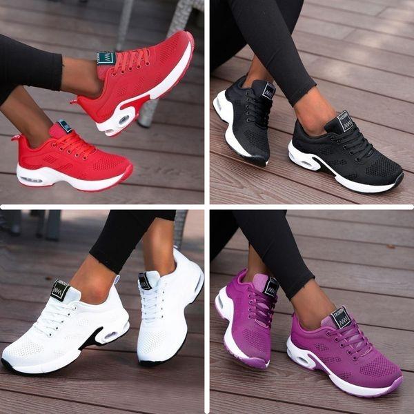 "Scarpe da ginnastica ortopediche unisex, suola ammortizzante, design moderno e accattivante, colore neutro, su erba"