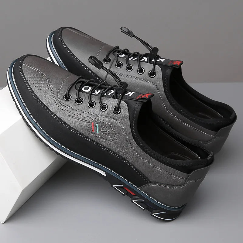 "Scarpe oxford uomo eleganti, design ortopedico, marrone pelle, comfort e supporto avanzato, adatte per ogni occasione."