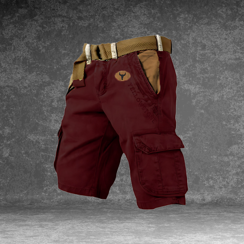 Shorts cargo uomo grigi con tasche multiple, design ergonomico per comfort e funzionalità, ideali per attività outdoor.