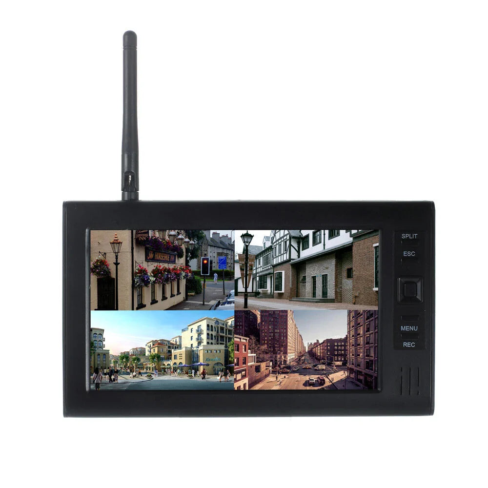 "Sistema di sicurezza wireless con telecamere visionabili, resistenti e adatte a uso esterno, offre monitoraggio notturno."