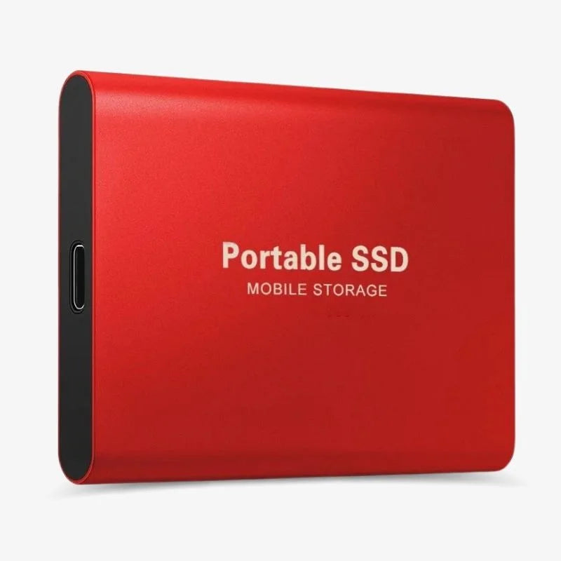 "SSD esterno portatile veloce, alluminio, USB 3.1, compatto e leggero, per archiviazione dati 1TB-16TB, design elegante."
