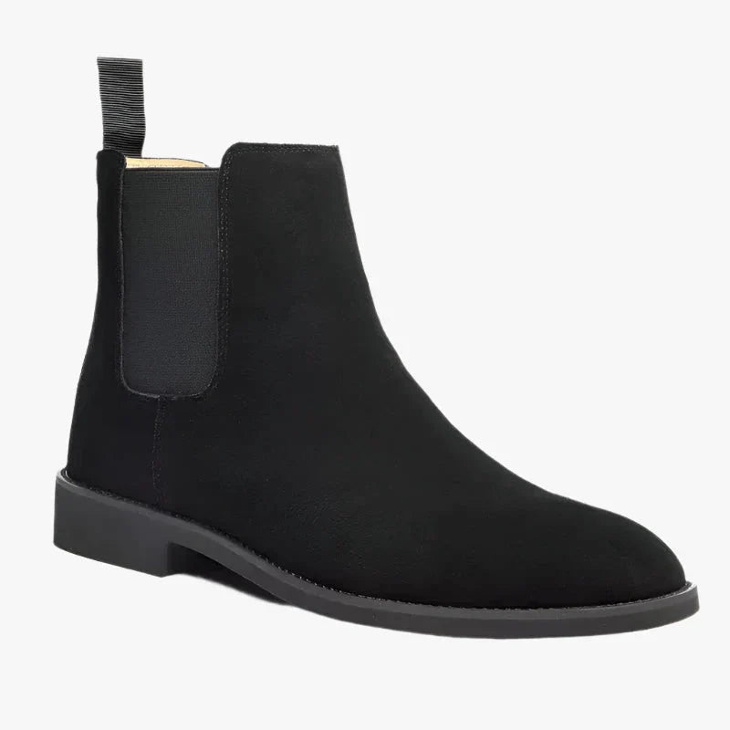 "Stivali Chelsea uomo eleganti in pelle e suede beige, design senza tempo adatto per ogni occasione."