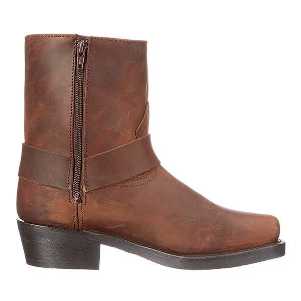 Stivali cowboy uomo in pelle marrone, design classico con cerniera e suola resistente, comfort e stile per ogni occasione.