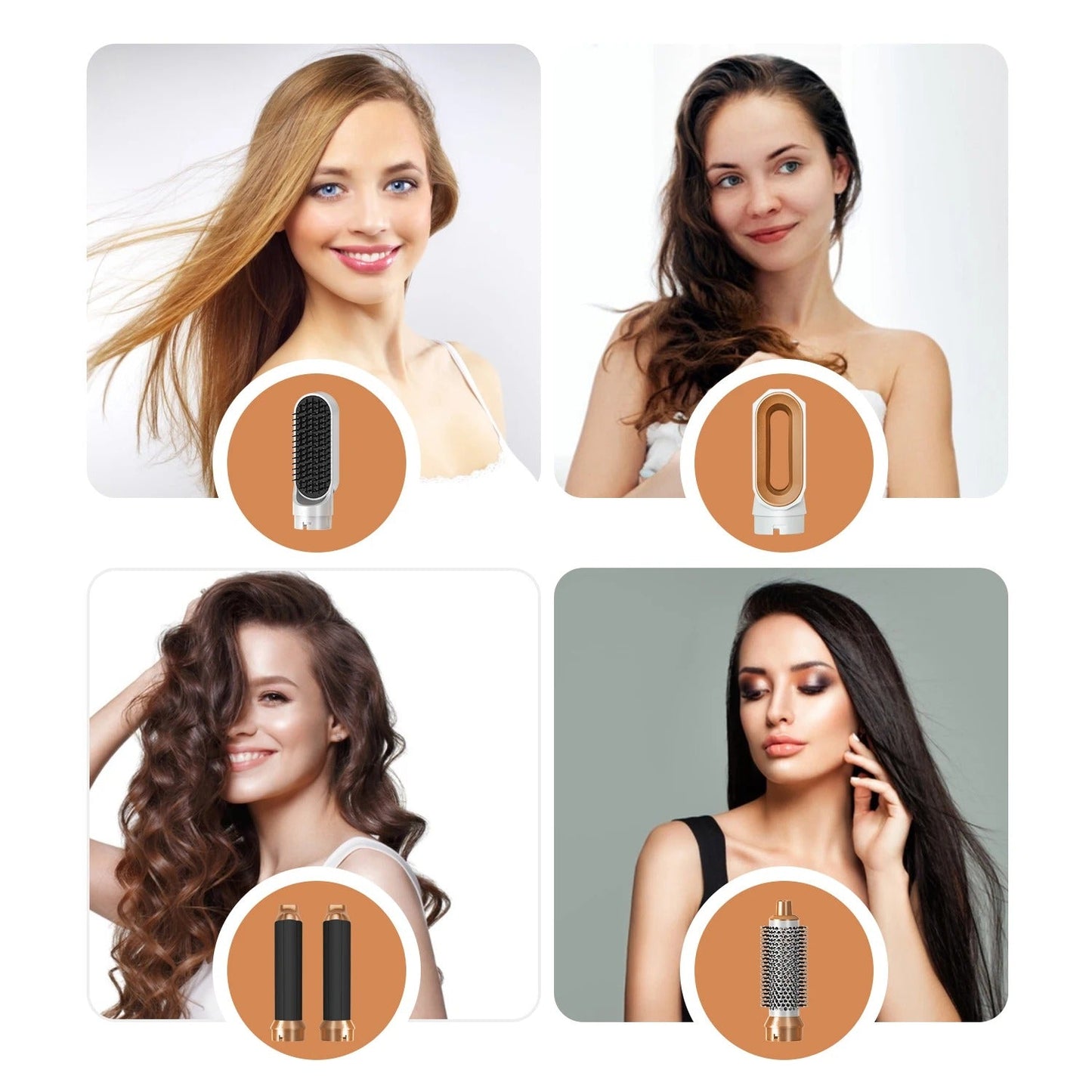 Styler capelli 5-in-1 unisex: accessori per ricci, onde, lisci e asciutti, leggero e adatto a ogni tipo di capelli.