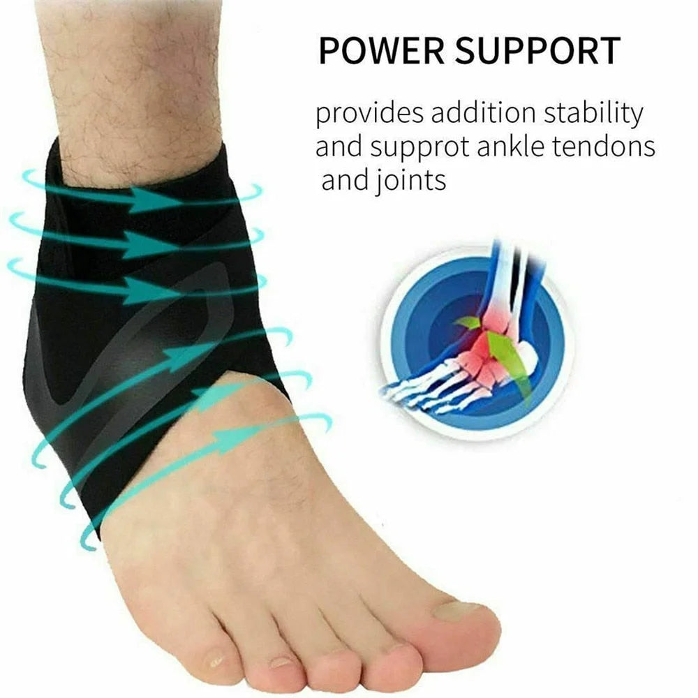 "Supporto a compressione nero per caviglia plantare unisex, leggero e senza cuciture per stabilità e comfort."