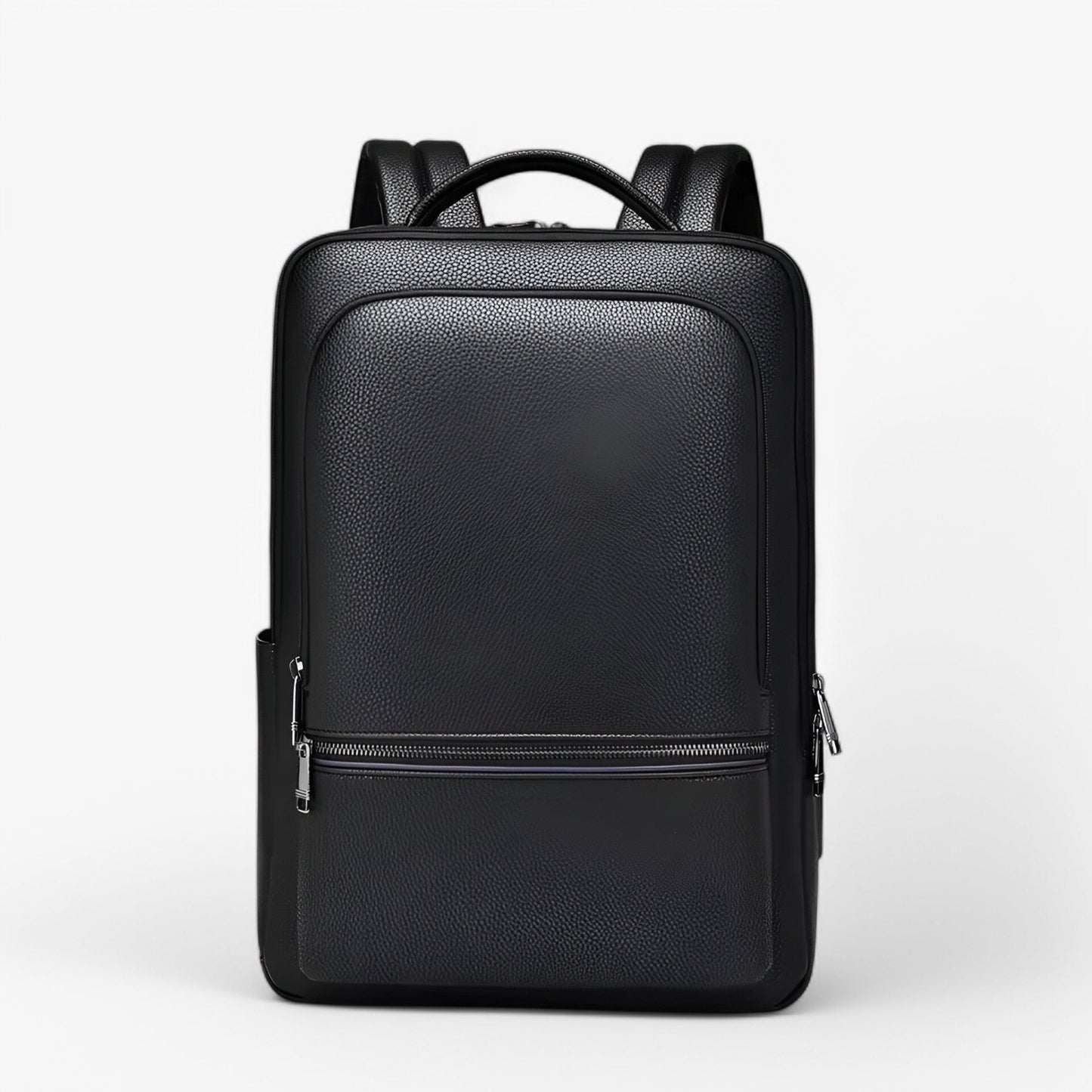 "Zaino in pelle elegante con porta USB, colore nero, design moderno, ideale per lavoro e viaggi. Praticità e stile unite."