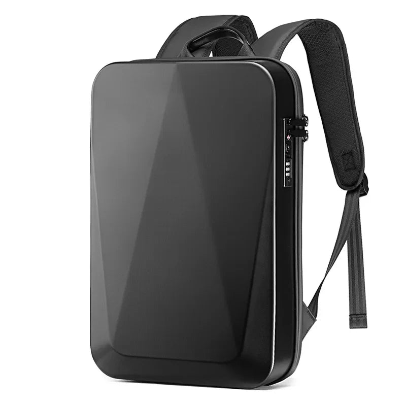"Zaino laptop antifurto unisex, impermeabile, espandibile, con porta USB, nero, design moderno, ideale per viaggiatori."
