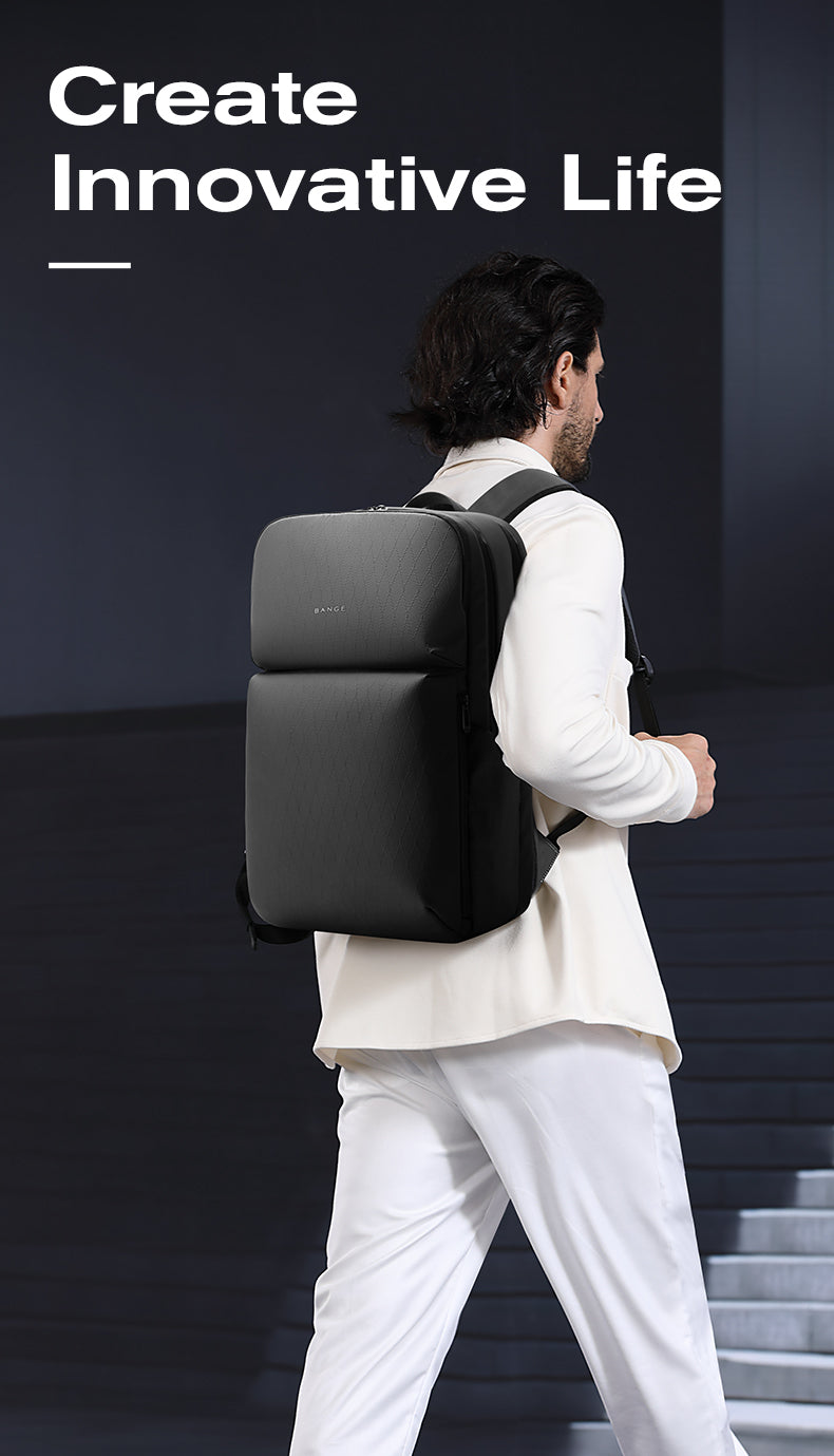 "Zaino uomo sottile impermeabile, colori eleganti, scomparto laptop 15,6 pollici, stile urbano, comfort garantito."