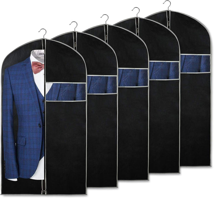 10-pack clear garment bags for suit protection & dress covers, ideal for closet organization & home storage.