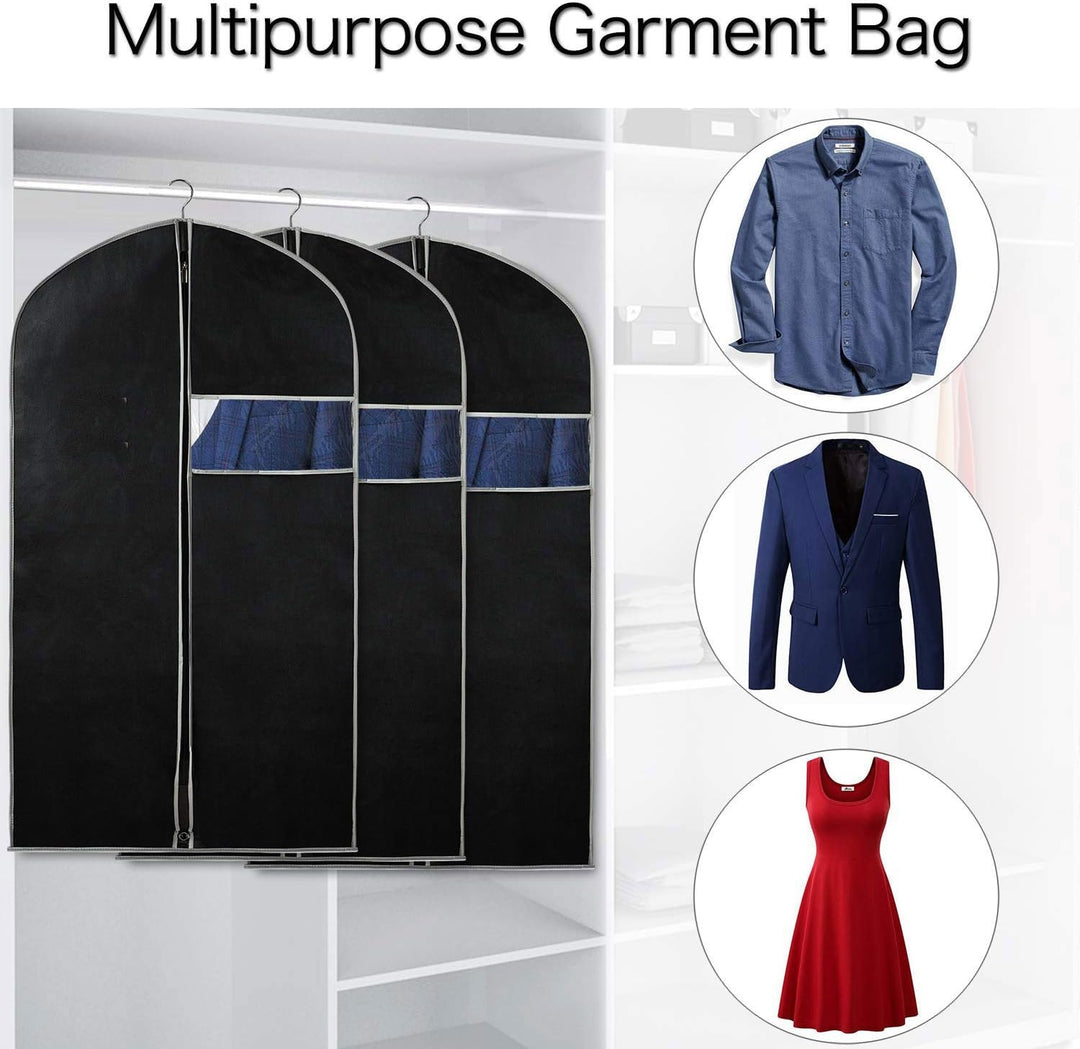 Durable garment bags for wardrobe organization & clothes protection during travel or long-term storage.