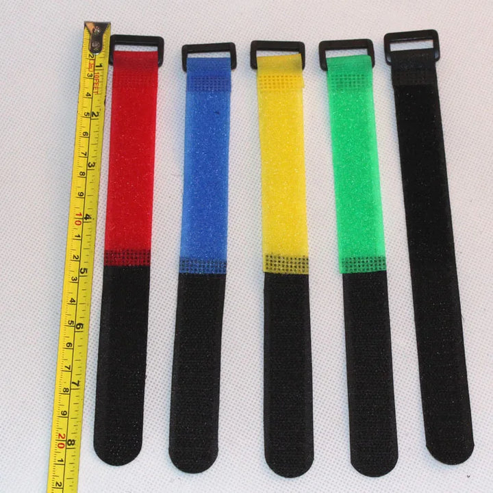 Adjustable hook and loop nylon straps in a 10-pack for fishing rod bundling and storage